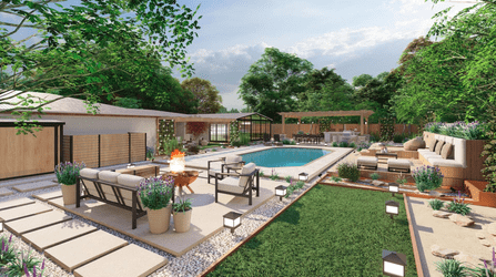 Front and back yard landscape design example 1